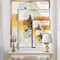 Designart - Abstract Composition of Glamorous Yellow and Black - Contemporary Canvas in Gold Frame